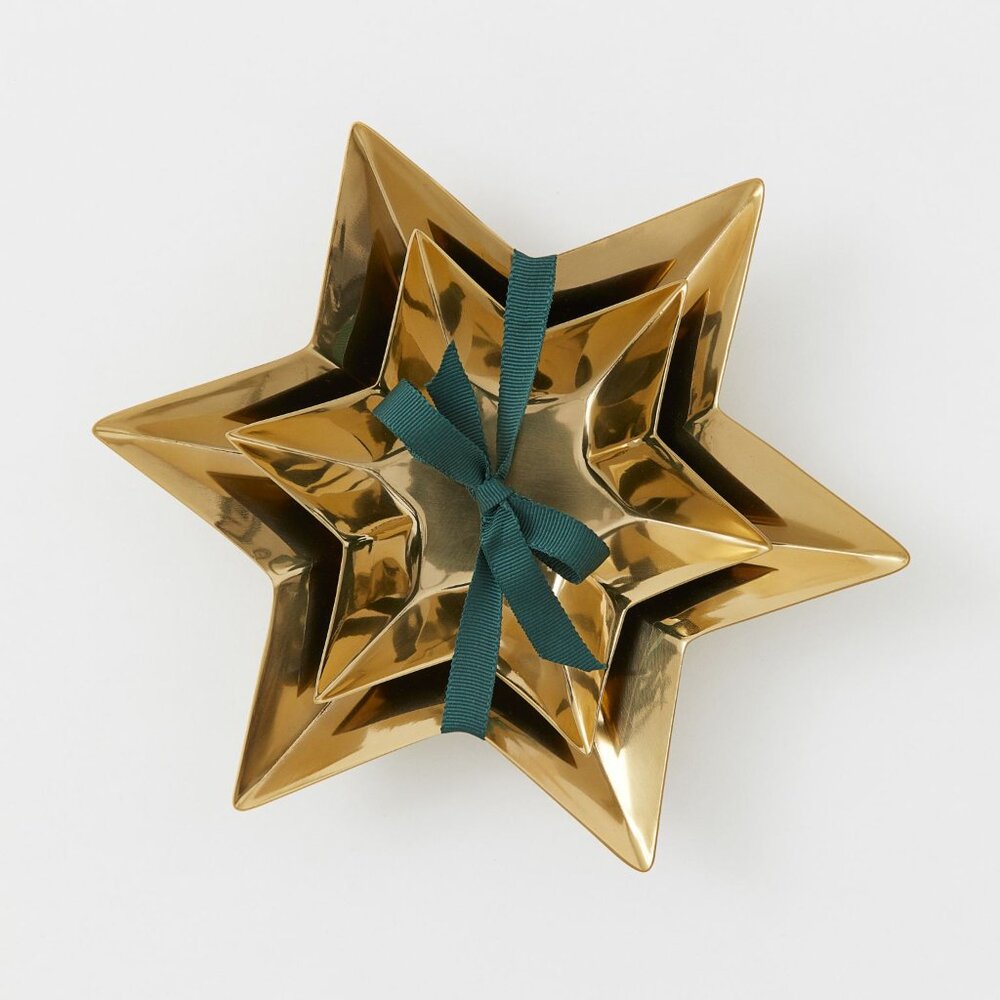 H&M Home Gold 2-pack Star-shaped Serving Trays for Christmas Stainless Steel
